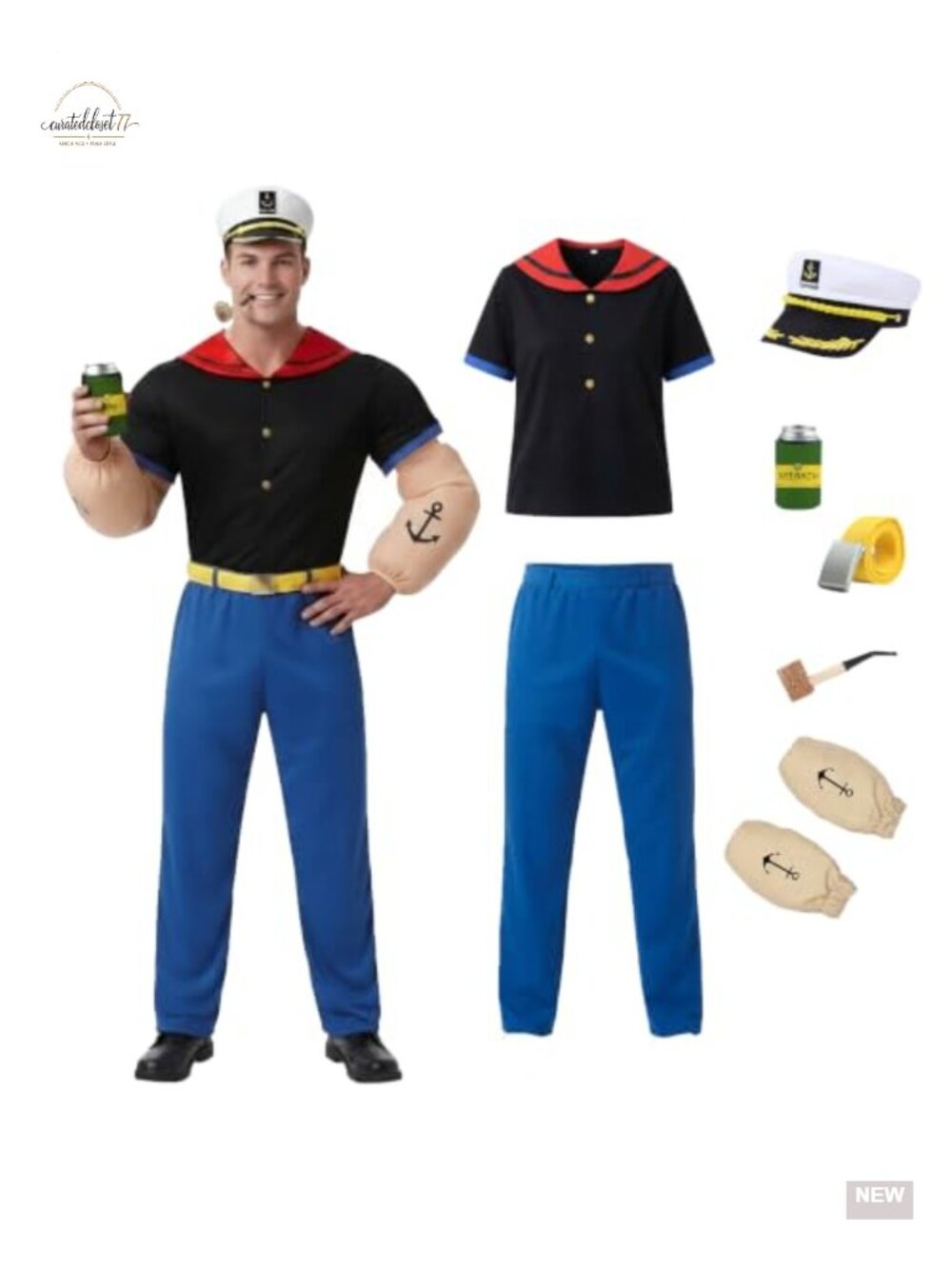 Men's Sailor Cosplay Costume 7 Pc Cartoon Sailor Halloween Outfit Set